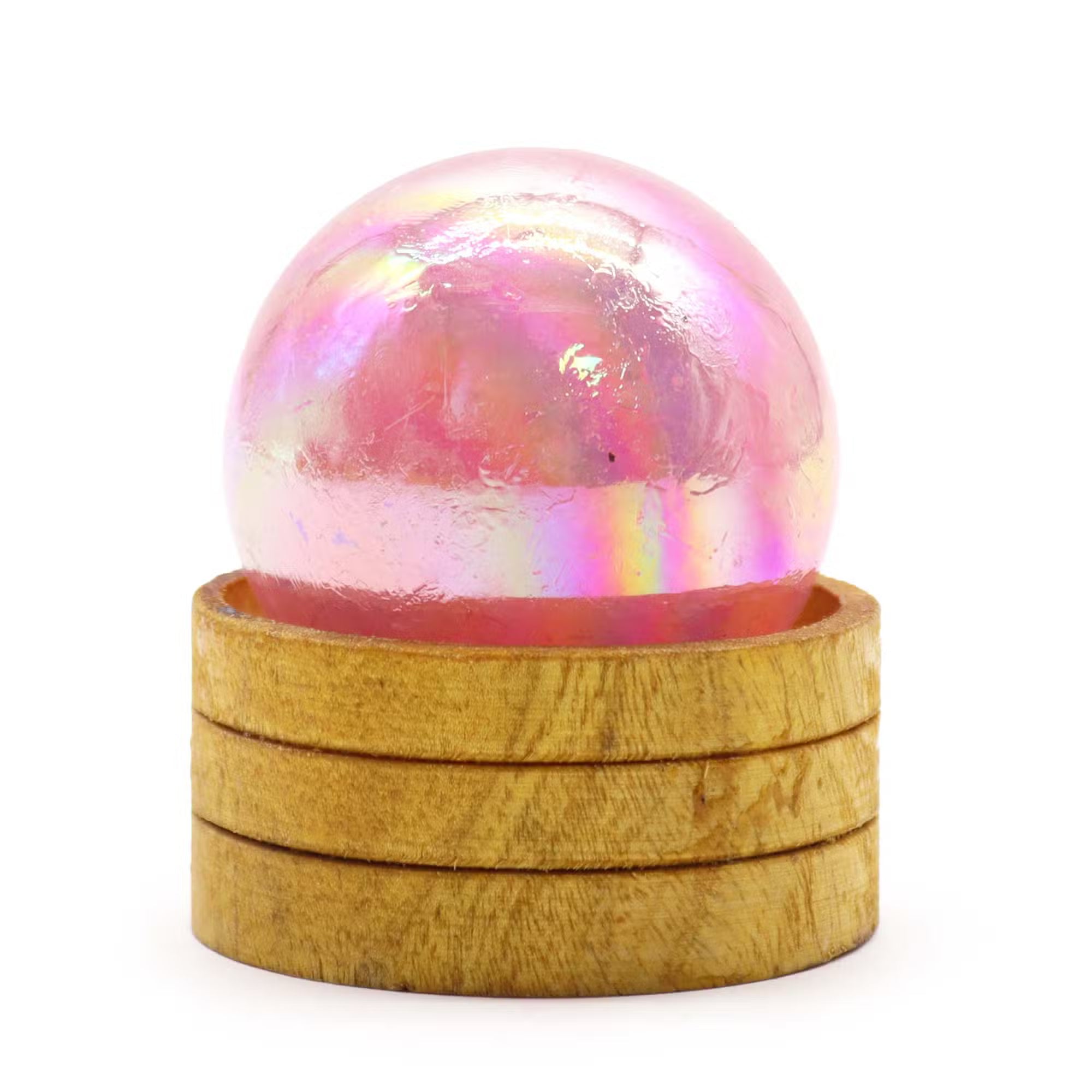 50mm - Rose Quartz Titanium Aura with Stand