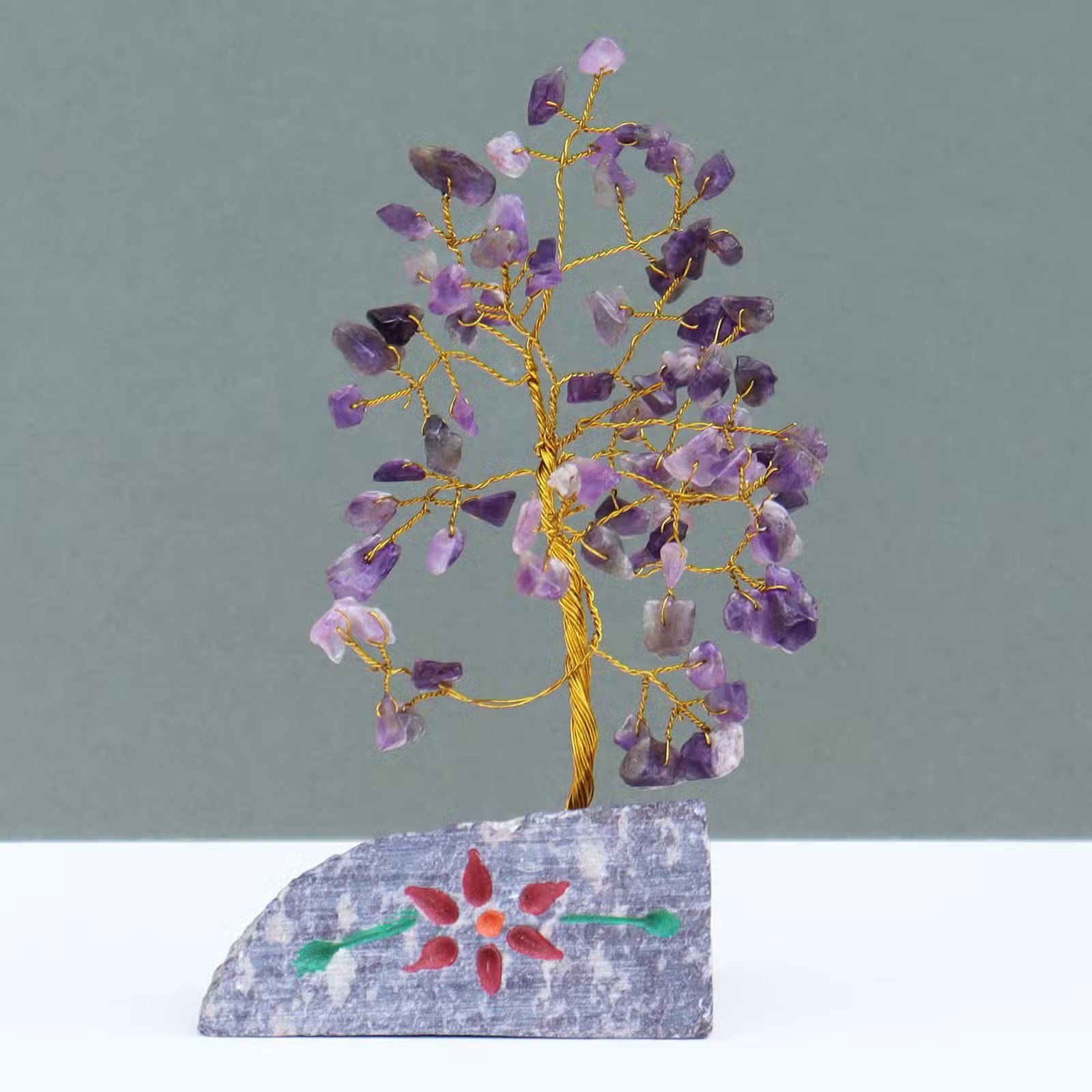 Amethyst Tree with Stone Base