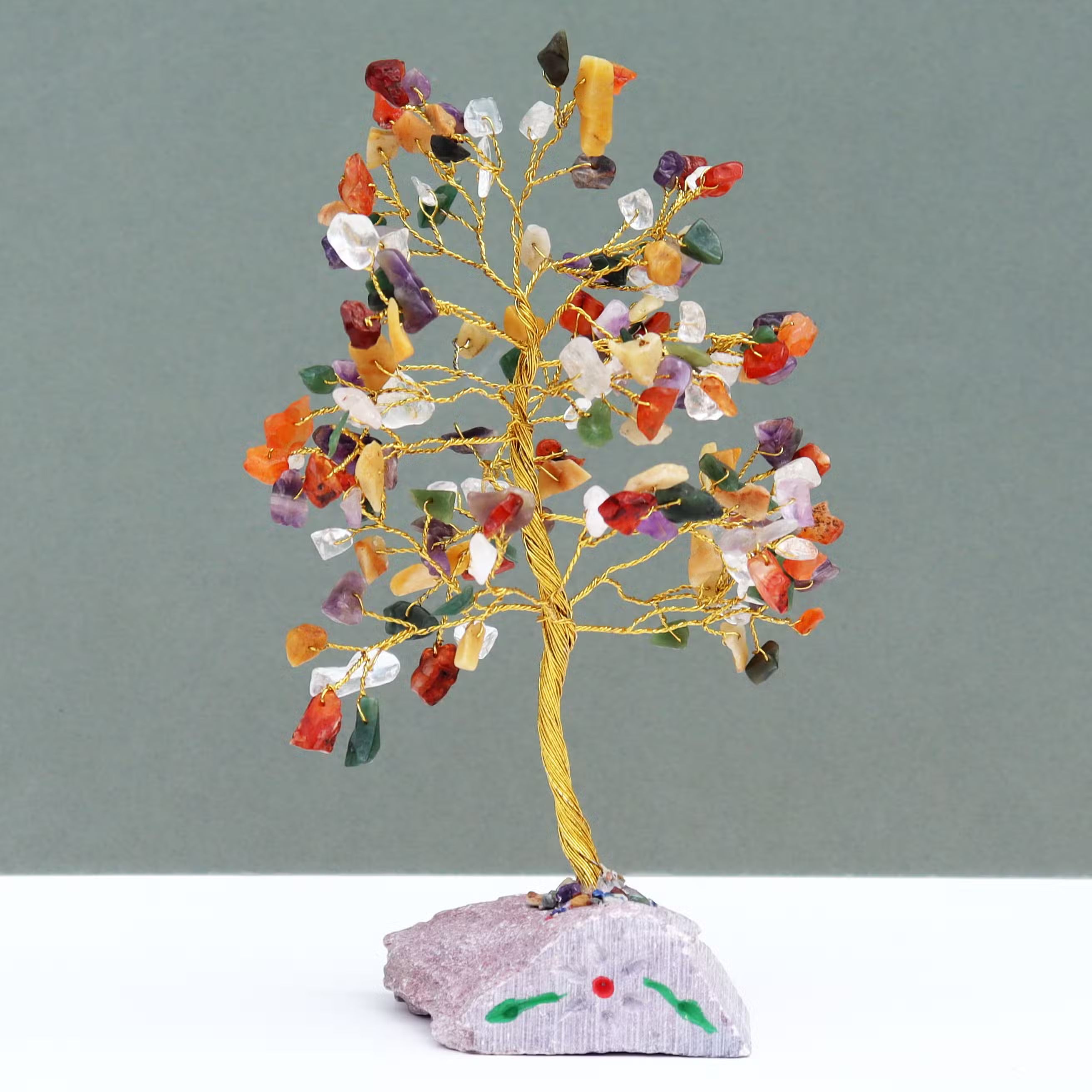 Multi Gemstone Tree with Stone Base