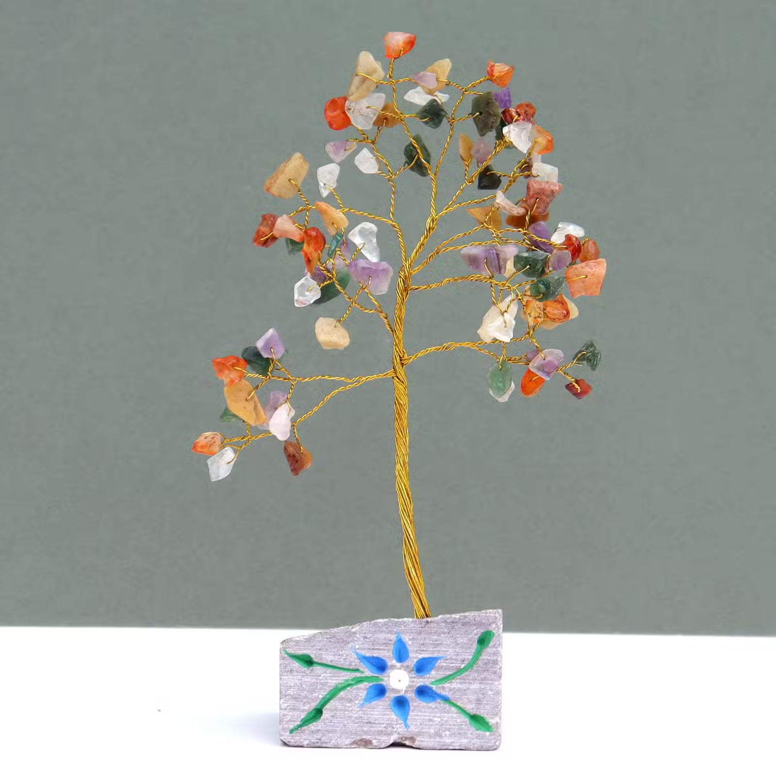 Multi Gemstone Tree with Stone Base