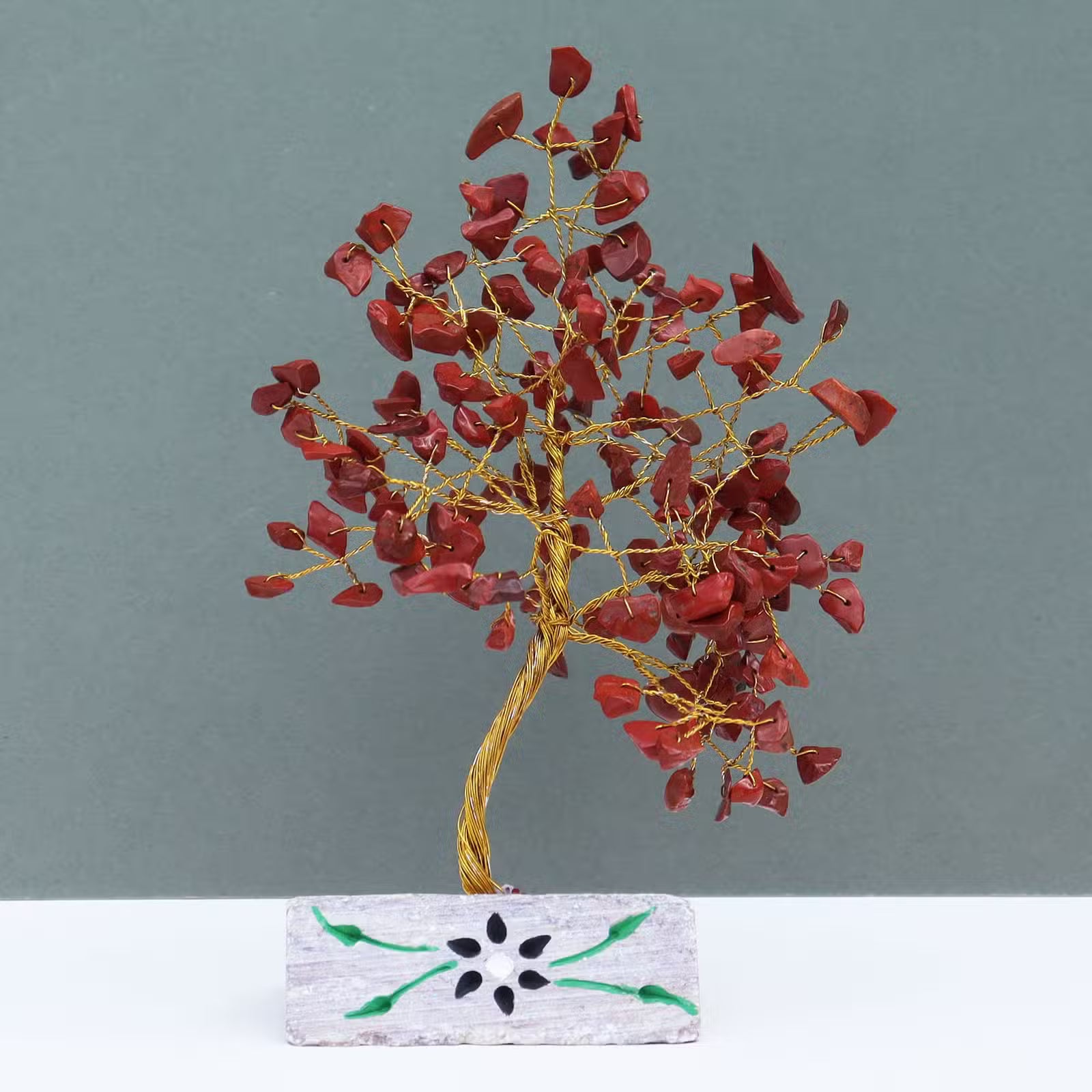 Red Jasper Tree with Stone Base